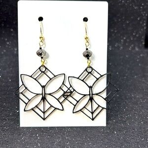 Handmade Black and Gold Dragonfly Earrings